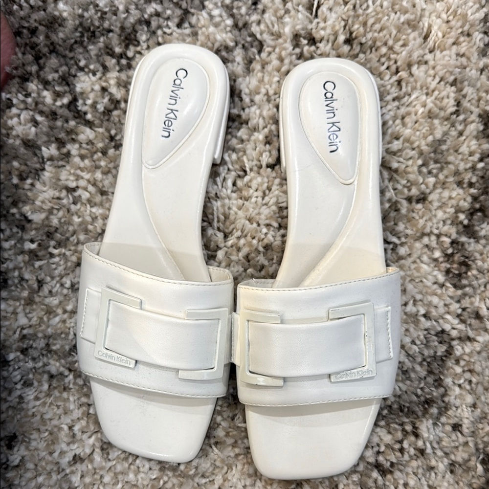 Calvin Klein Women's White Slide Sandals size 8